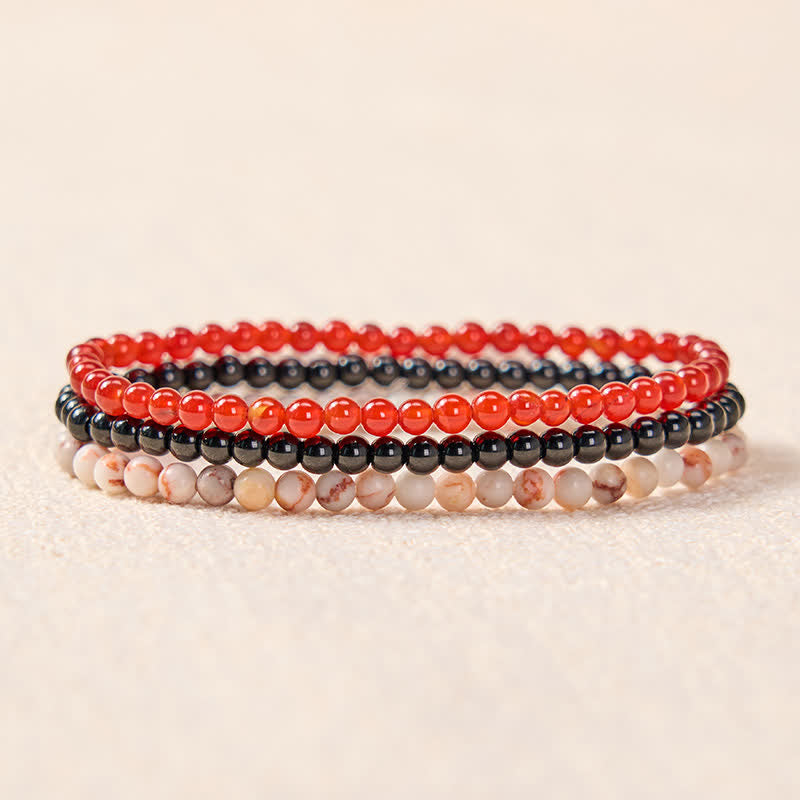 Nimara Ritual 3pcs "Awaken Your Courage" Red Agate Calm Bracelet Includes Gift Message Card