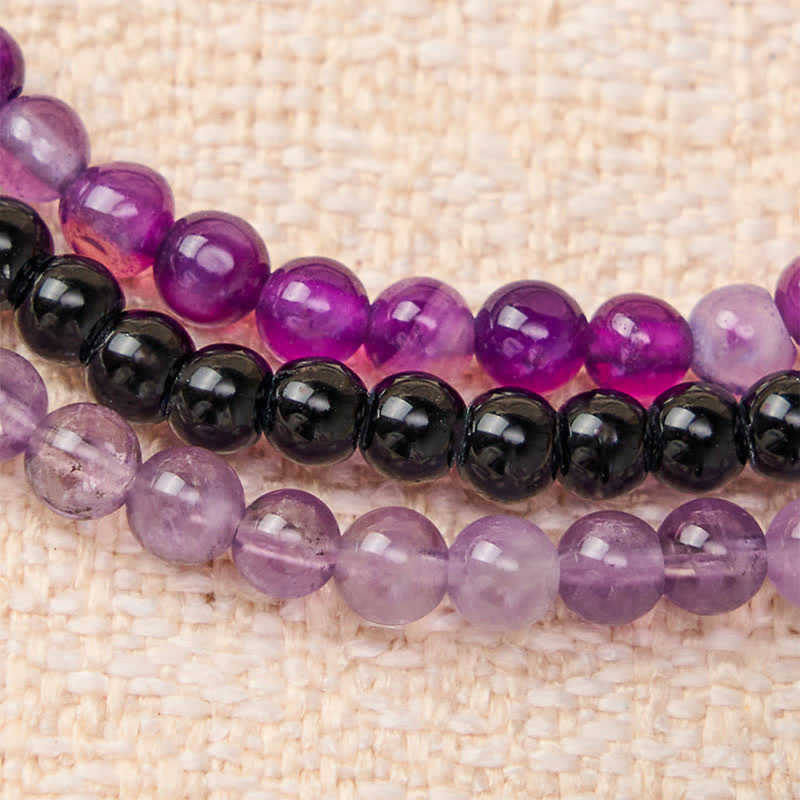 Nimara Ritual 3pcs "Protect Your Inner Calm" Purple Striped Agate Bracelet Includes Gift Message Card