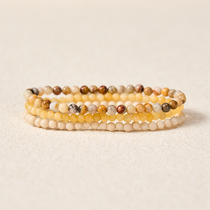 Nimara Ritual 3pcs "Return to Stillness" White Fossil Elegant Bracelet Includes Gift Message Card
