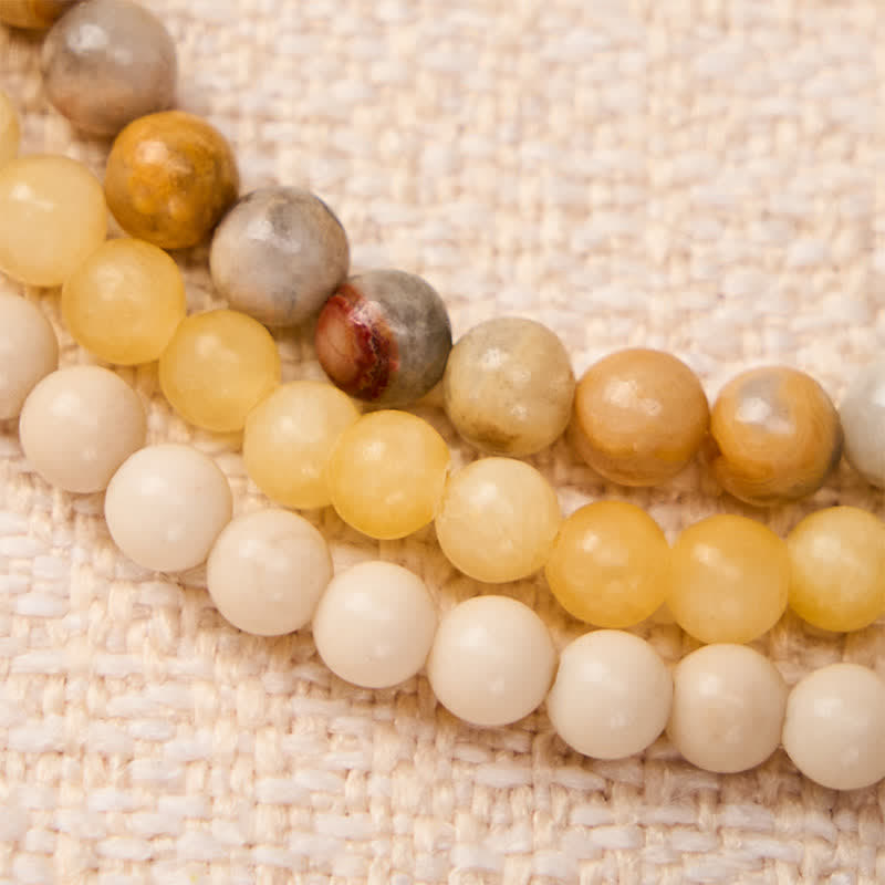 Nimara Ritual 3pcs "Return to Stillness" White Fossil Elegant Bracelet Includes Gift Message Card