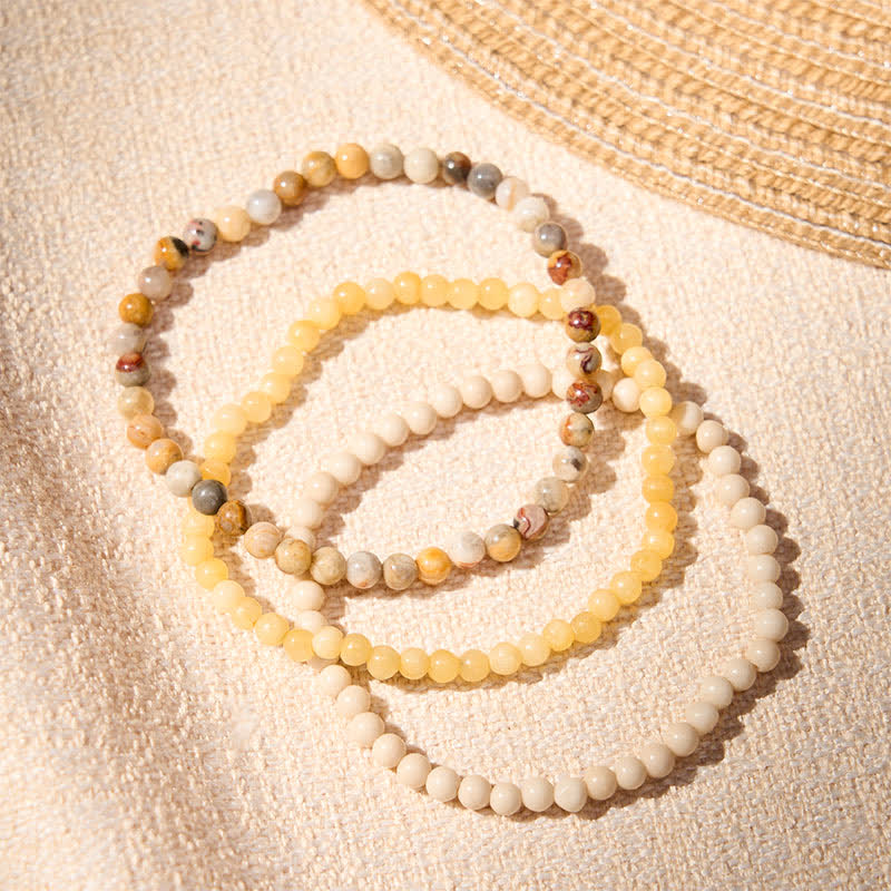 Nimara Ritual 3pcs "Return to Stillness" White Fossil Elegant Bracelet Includes Gift Message Card