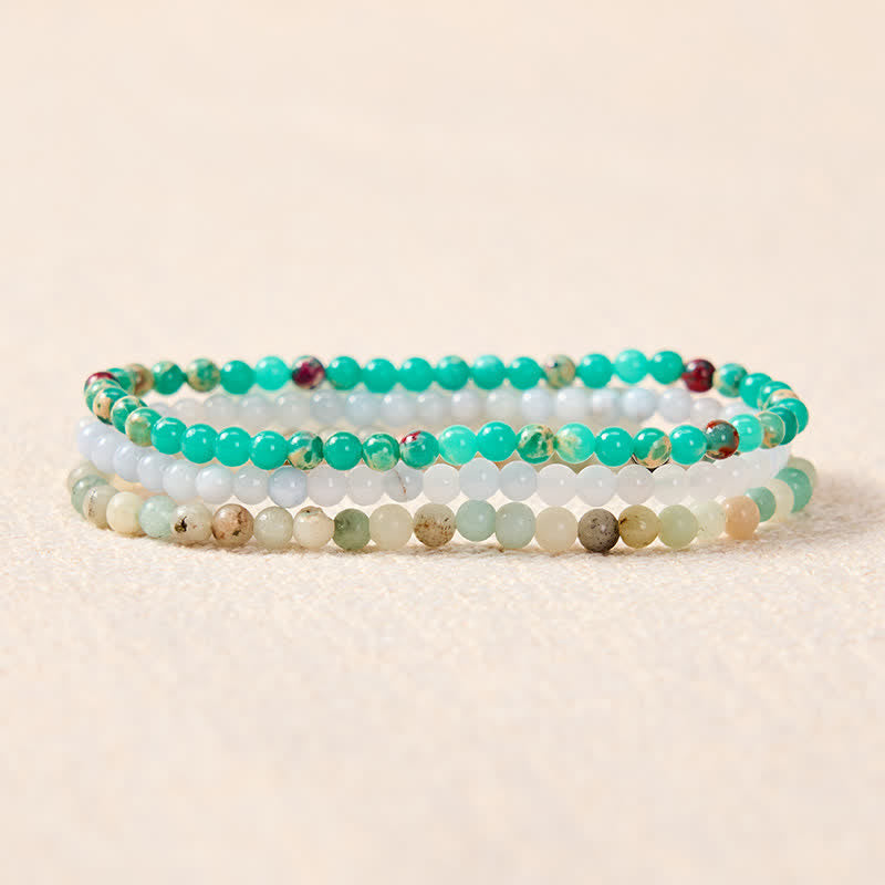 Nimara Ritual 3pcs "Ease Emotional Waves" Amazonite Relax Bracelet Includes Gift Message Card