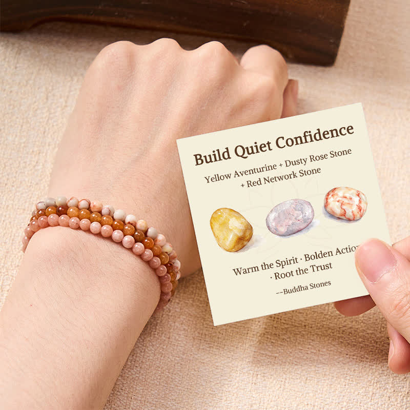 Nimara Ritual 3pcs "Build Quiet Confidence" Yellow Aventurine Optimism Bracelet Includes Gift Message Card