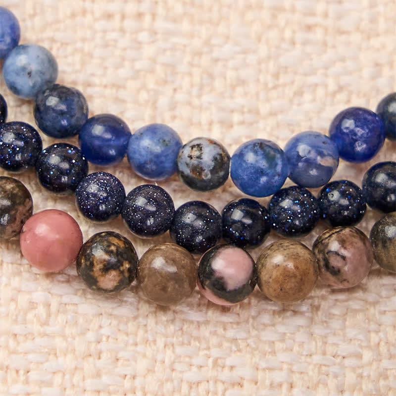 Nimara Ritual 3pcs "Find Inner Clarity" Rhodonite Compassion Bracelet Includes Gift Message Card