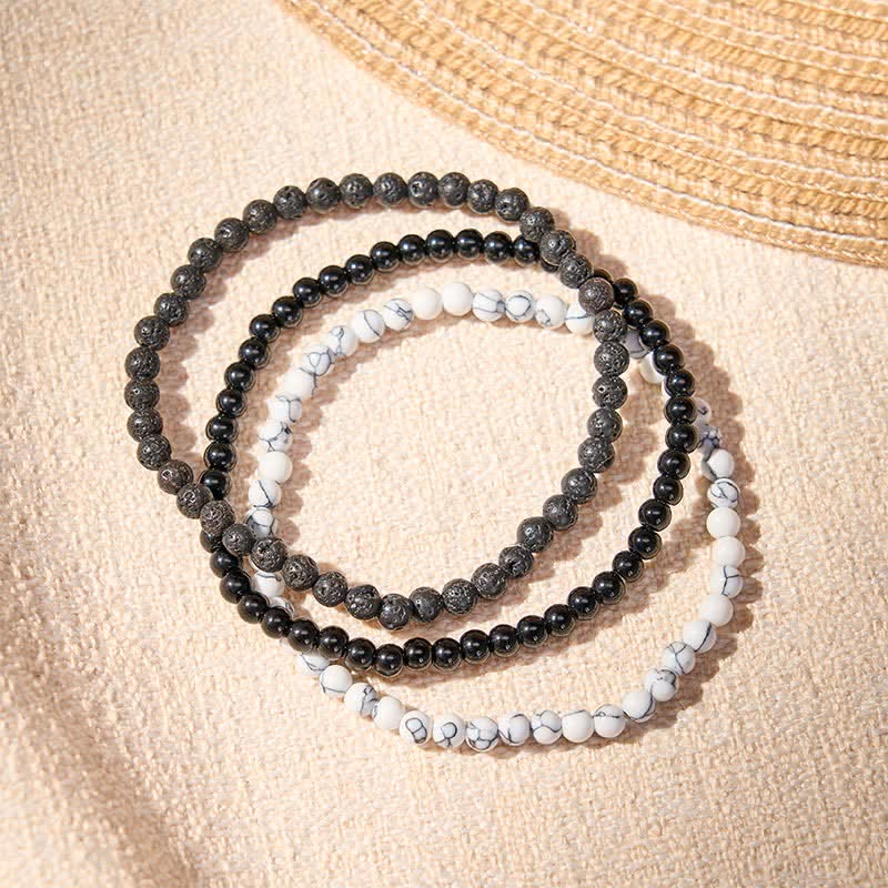 Nimara Ritual 3pcs "Clear the Negative Energy" Lava Rock Support Bracelet Includes Gift Message Card
