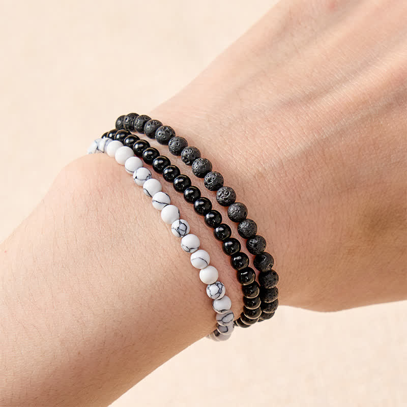 Nimara Ritual 3pcs "Clear the Negative Energy" Lava Rock Support Bracelet Includes Gift Message Card