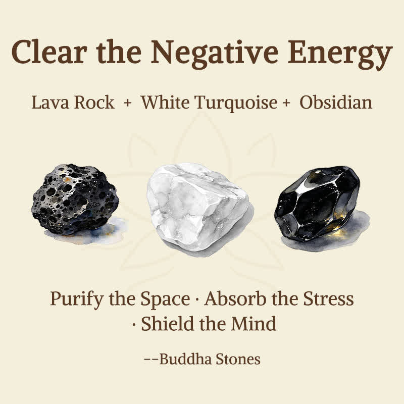 Nimara Ritual 3pcs "Clear the Negative Energy" Lava Rock Support Bracelet Includes Gift Message Card