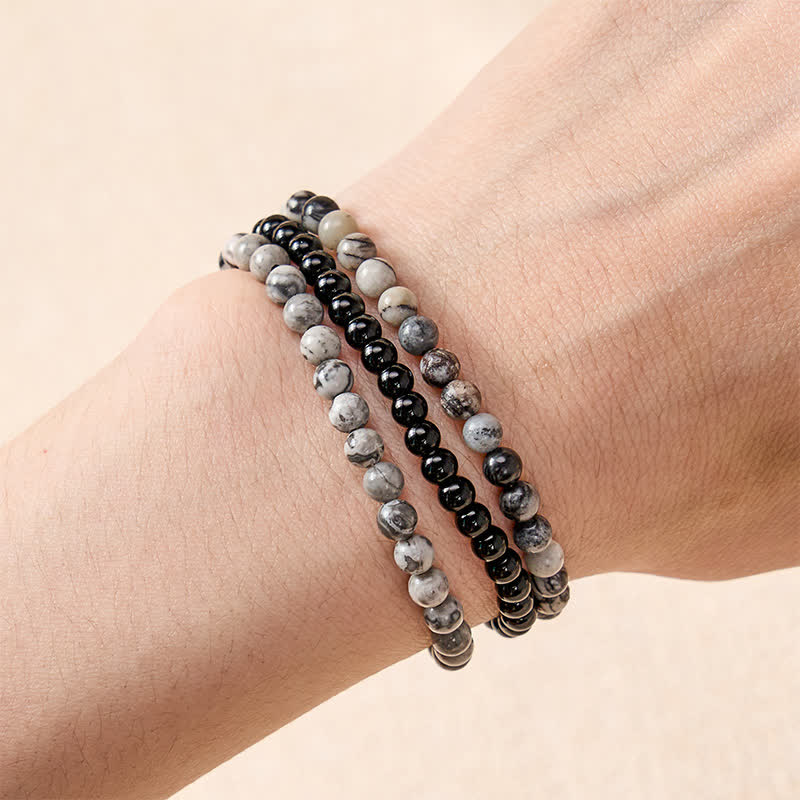 Nimara Ritual 3pcs "Filter the Heavy" Black Veined Strength Bracelet Includes Gift Message Card