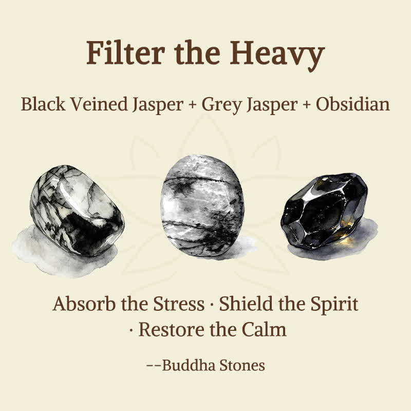 Nimara Ritual 3pcs "Filter the Heavy" Black Veined Strength Bracelet Includes Gift Message Card