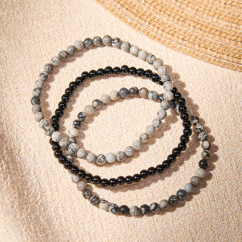 Nimara Ritual 3pcs "Filter the Heavy" Black Veined Strength Bracelet Includes Gift Message Card