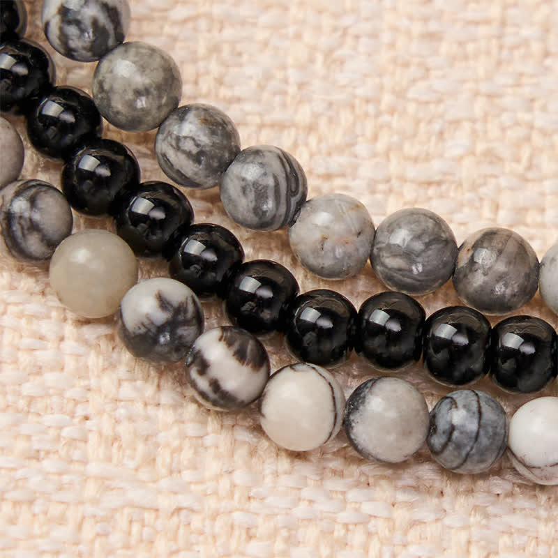 Nimara Ritual 3pcs "Filter the Heavy" Black Veined Strength Bracelet Includes Gift Message Card