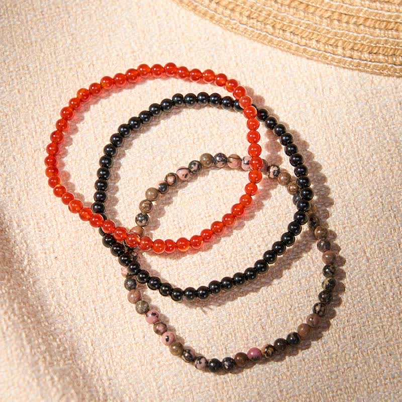 Nimara Ritual 3pcs "Embrace Inner Power" Red Agate Confidence Bracelet Includes Gift Message Card