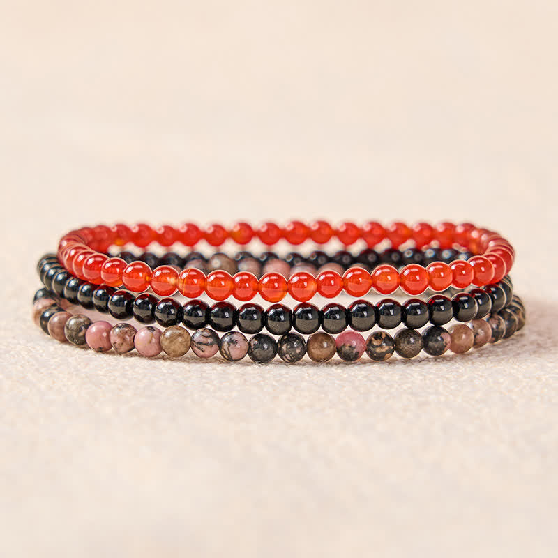 Nimara Ritual 3pcs "Embrace Inner Power" Red Agate Confidence Bracelet Includes Gift Message Card