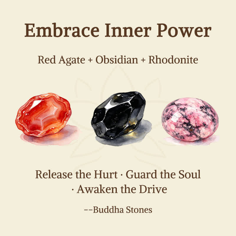 Nimara Ritual 3pcs "Embrace Inner Power" Red Agate Confidence Bracelet Includes Gift Message Card