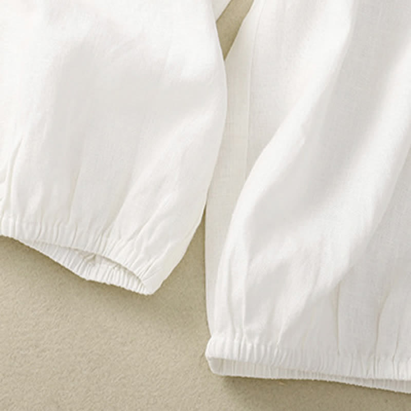 Nimara Ritual Summer Casual Minimalist Button-Up Solid Capri Pants Women's Harem Pants With Pocket