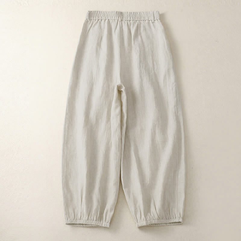 Nimara Ritual Summer Casual Minimalist Button-Up Solid Capri Pants Women's Harem Pants With Pocket