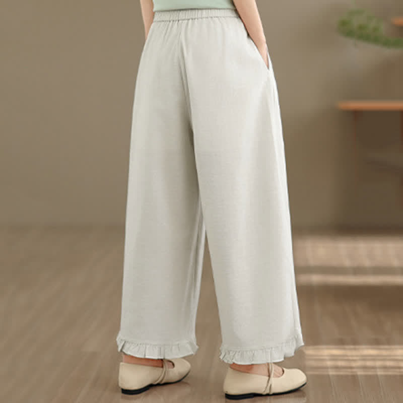 Nimara Ritual Summer Casual Minimalist Solid Cropped Pants Women's Wide Leg Pants With Pocket