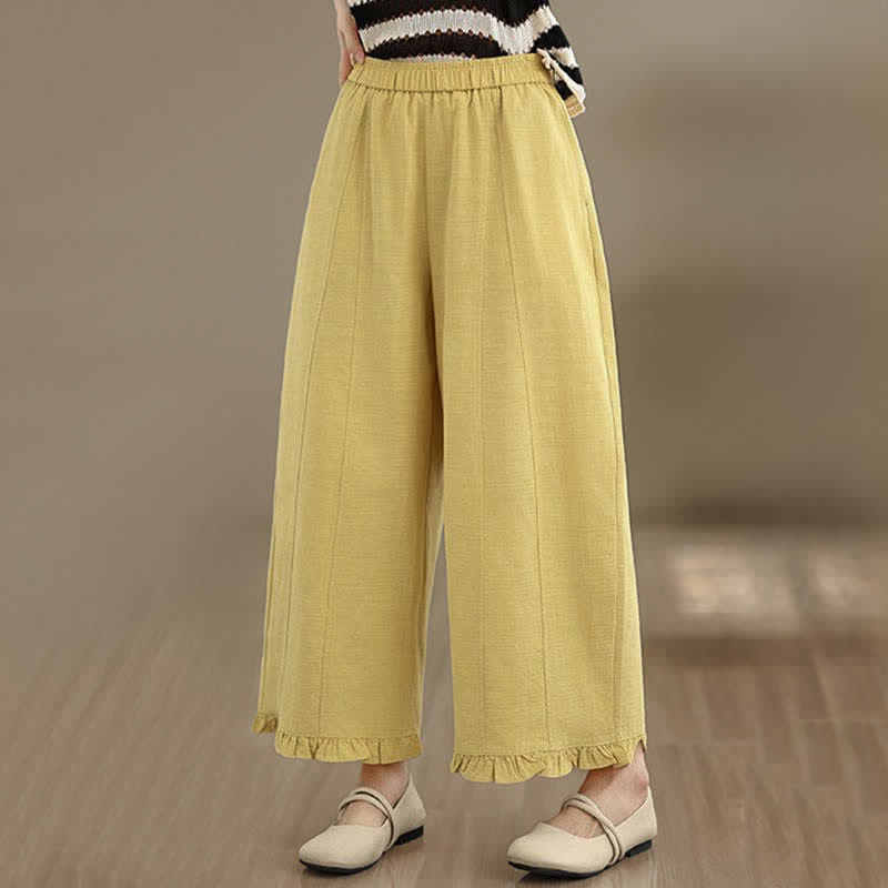 Nimara Ritual Summer Casual Minimalist Solid Cropped Pants Women's Wide Leg Pants With Pocket