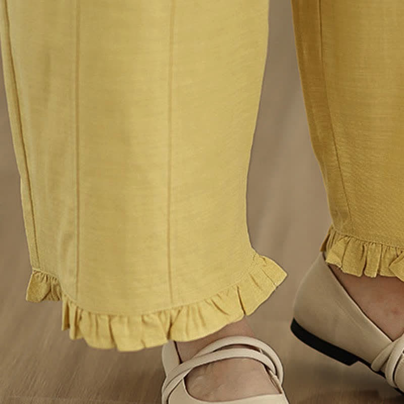 Nimara Ritual Summer Casual Minimalist Solid Cropped Pants Women's Wide Leg Pants With Pocket
