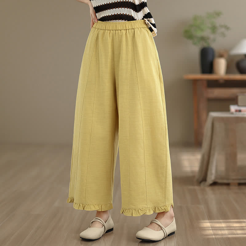 Nimara Ritual Summer Casual Minimalist Solid Cropped Pants Women's Wide Leg Pants With Pocket
