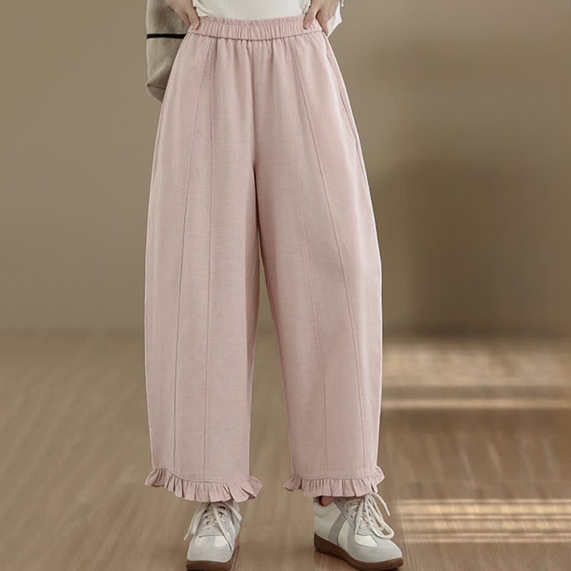 Nimara Ritual Summer Casual Minimalist Solid Cropped Pants Women's Wide Leg Pants With Pocket