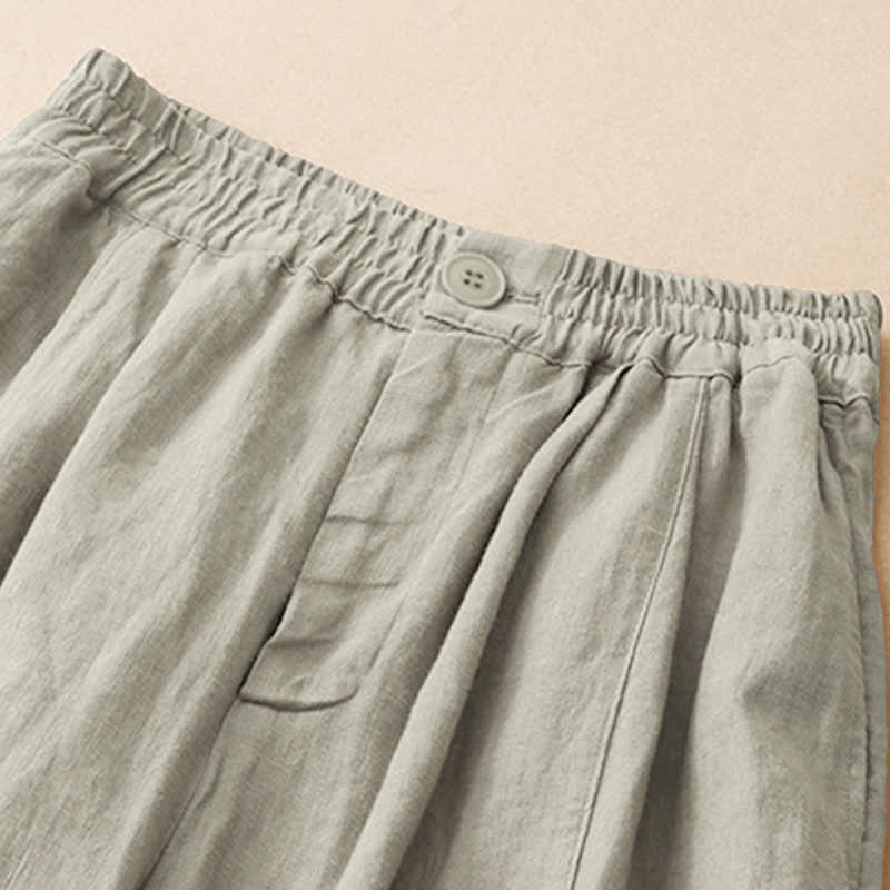 Nimara Ritual Summer Casual Minimalist Button-Up Solid Ankle Pants Women's Wide Leg Pants With Pocket