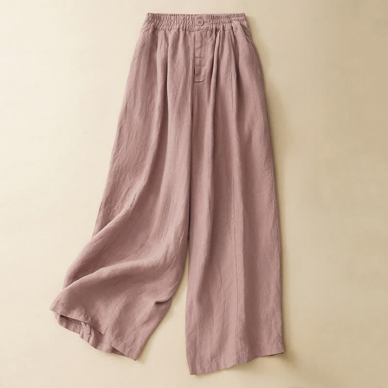 Nimara Ritual Summer Casual Minimalist Button-Up Solid Ankle Pants Women's Wide Leg Pants With Pocket