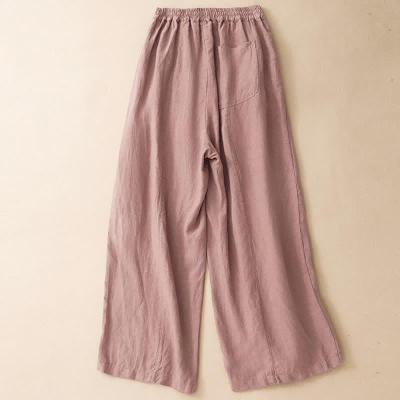 Nimara Ritual Summer Casual Minimalist Button-Up Solid Ankle Pants Women's Wide Leg Pants With Pocket