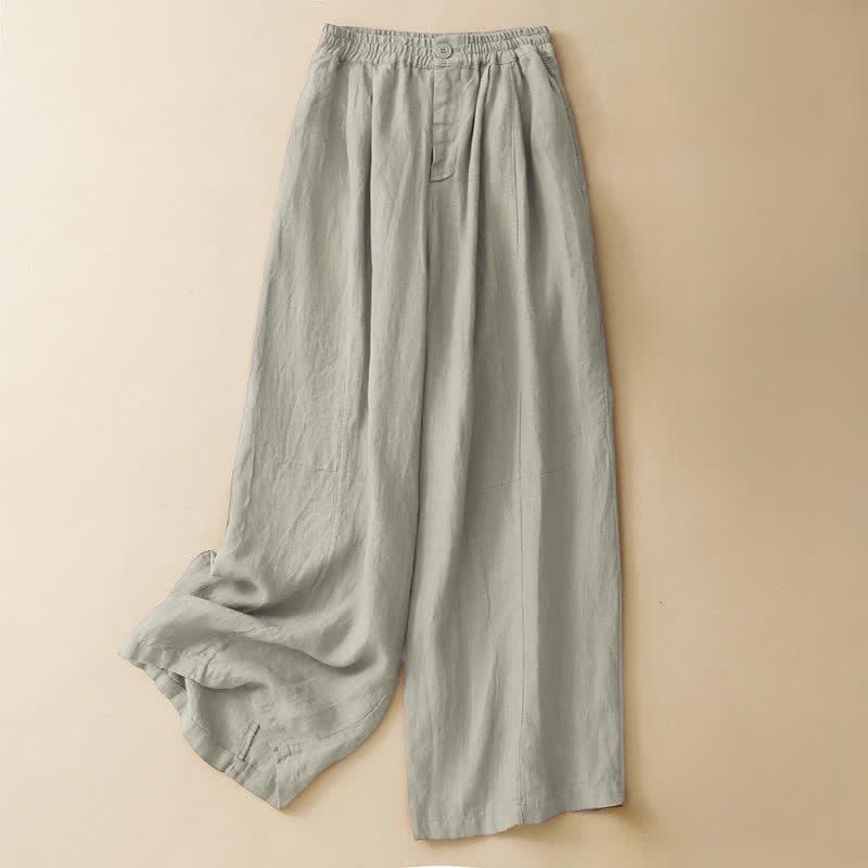 Nimara Ritual Summer Casual Minimalist Button-Up Solid Ankle Pants Women's Wide Leg Pants With Pocket
