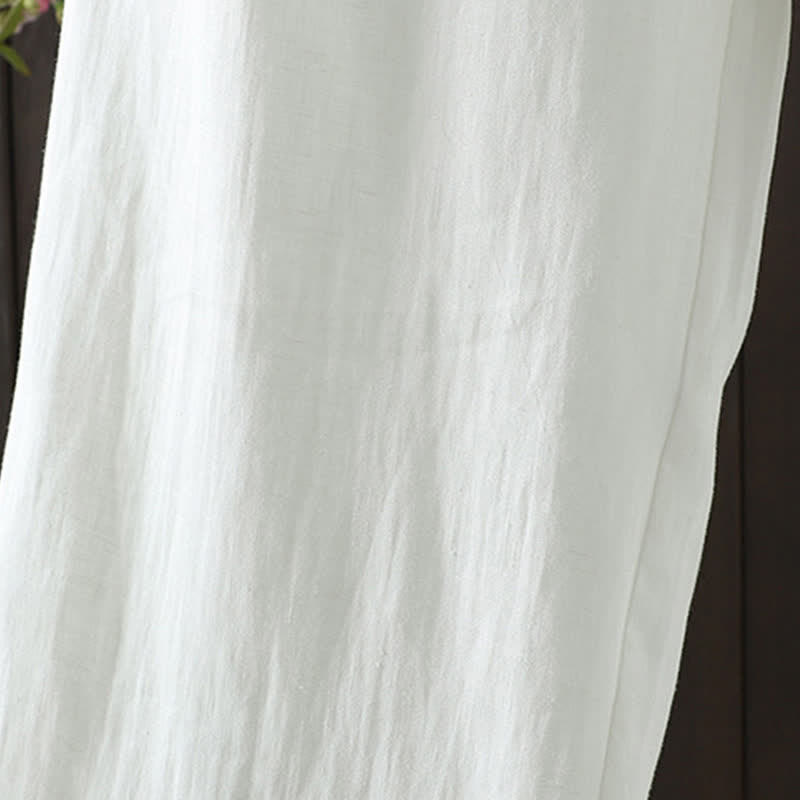 Nimara Ritual Summer Casual Minimalist Drawstring Solid Cotton Linen Ankle Pants Women's Straight Leg Pants With Pocket