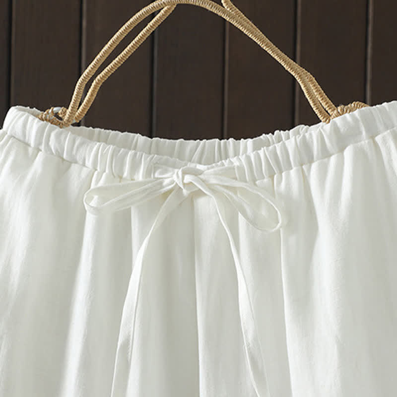 Nimara Ritual Summer Casual Minimalist Drawstring Solid Cotton Linen Ankle Pants Women's Straight Leg Pants With Pocket