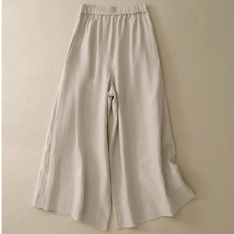 Nimara Ritual Summer Casual Elegant Button-Up Solid Ankle Pants Women's Wide Leg Pants With Pocket