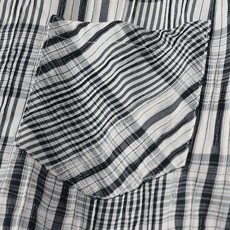 Nimara Ritual Summer Casual Vintage Button-Up Plaid Women's Short Sleeve Dresses
