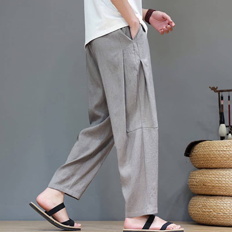 Nimara Ritual Summer Casual Minimalist Drawstring Solid Ankle Pants Men's Straight Leg Pants With Pocket