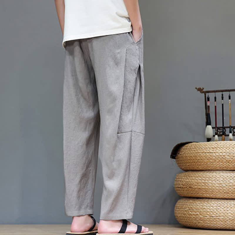 Nimara Ritual Summer Casual Minimalist Drawstring Solid Ankle Pants Men's Straight Leg Pants With Pocket