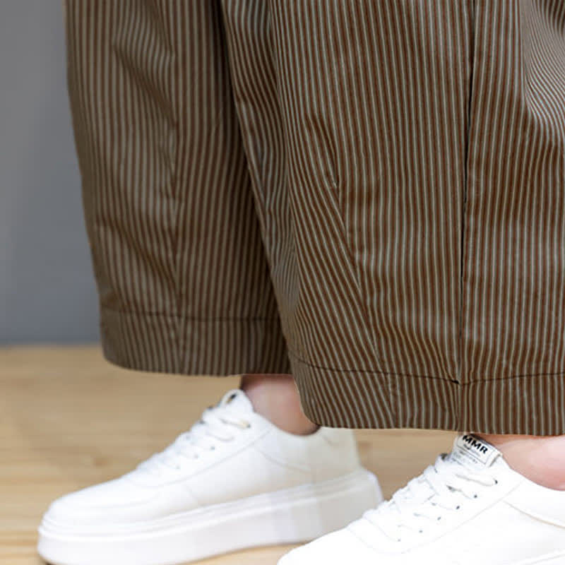 Nimara Ritual Summer Casual Drawstring Striped Capri Pants Men's Harem Pants With Pocket