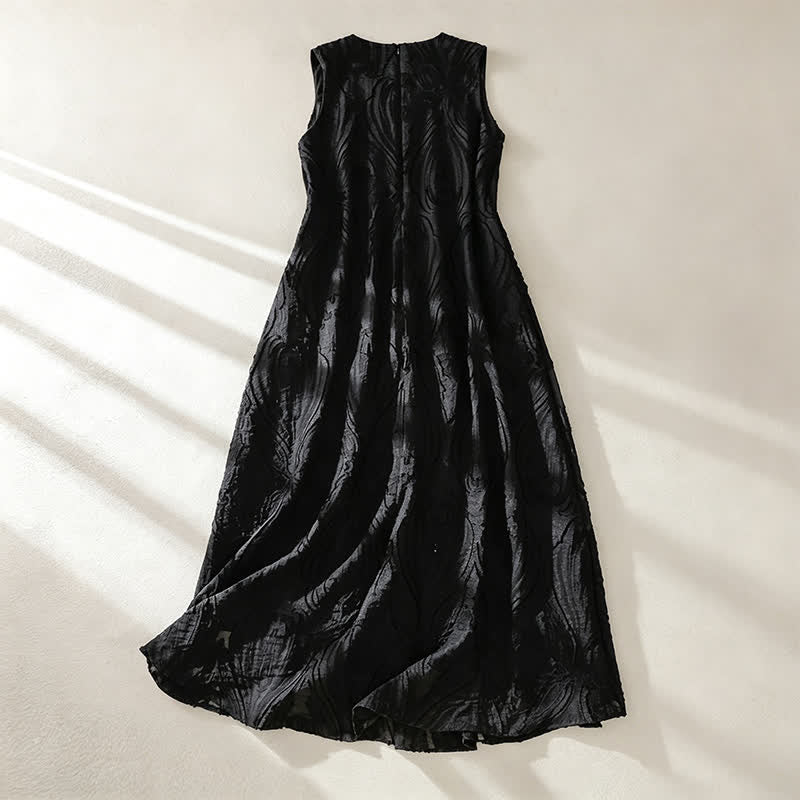 Nimara Ritual Summer Elegant Casual Minimalist Lines Solid V-Neck Women's Summer Sleeveless Dress With Pockets