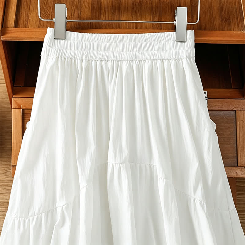 Nimara Ritual Summer Casual Boho Solid Line Women's Skirts With Pockets