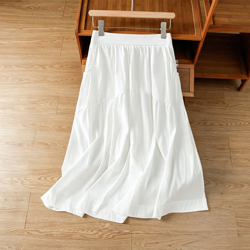 Nimara Ritual Summer Casual Boho Solid Line Women's Skirts With Pockets