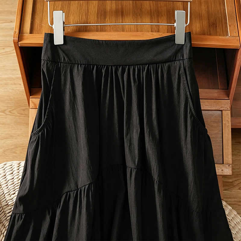 Nimara Ritual Summer Casual Boho Solid Line Women's Skirts With Pockets