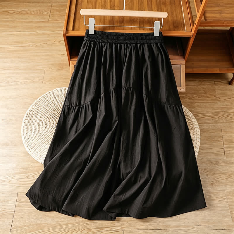 Nimara Ritual Summer Casual Boho Solid Line Women's Skirts With Pockets