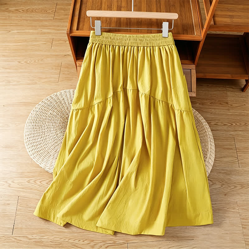 Nimara Ritual Summer Casual Boho Solid Line Women's Skirts With Pockets