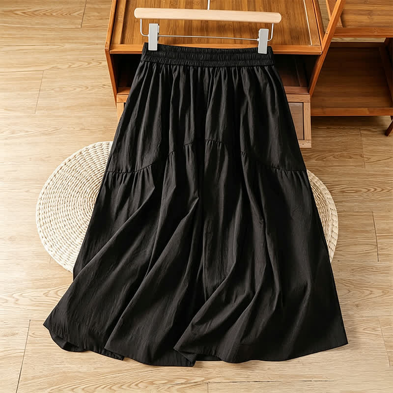 Nimara Ritual Summer Casual Boho Solid Line Women's Skirts With Pockets
