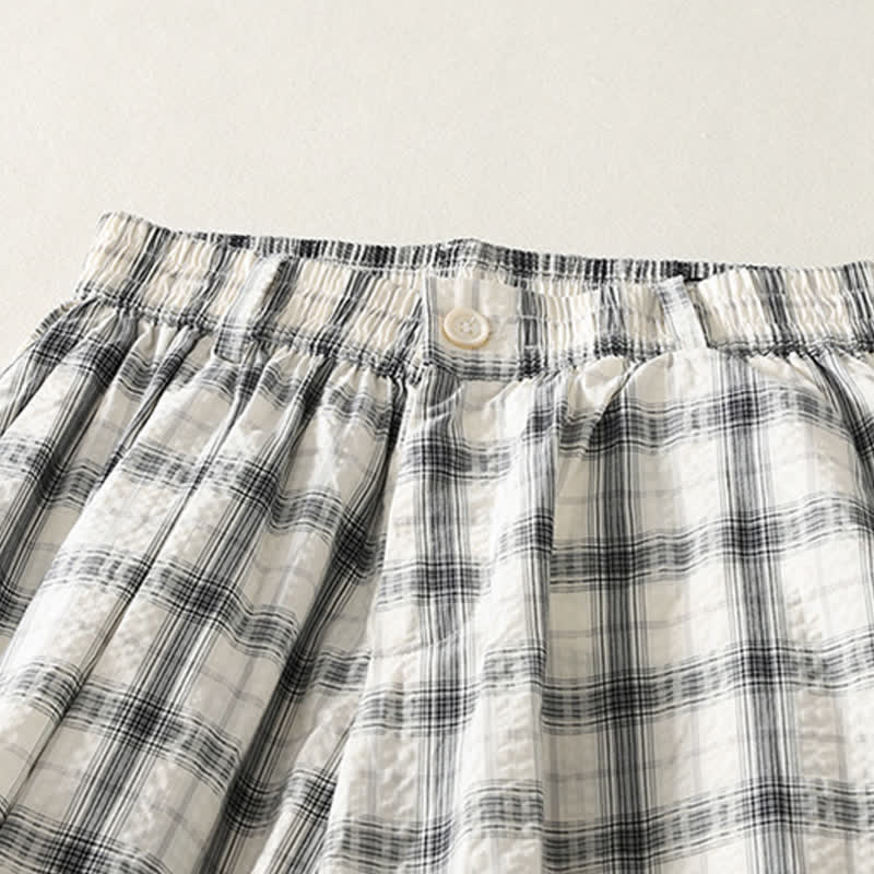 Nimara Ritual Summer Casual Plaid Long Pants Women's Tapered Pants With Pockets