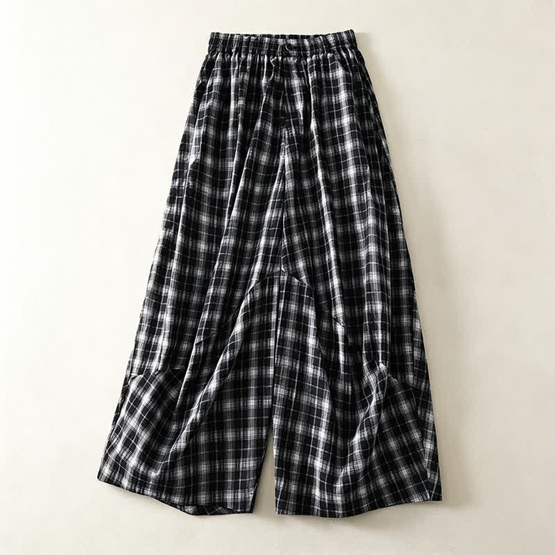 Nimara Ritual Summer Casual Plaid Long Pants Women's Tapered Pants With Pockets