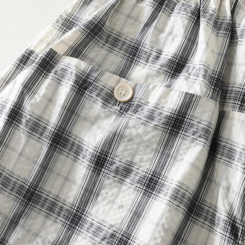 Nimara Ritual Summer Casual Plaid Long Pants Women's Tapered Pants With Pockets