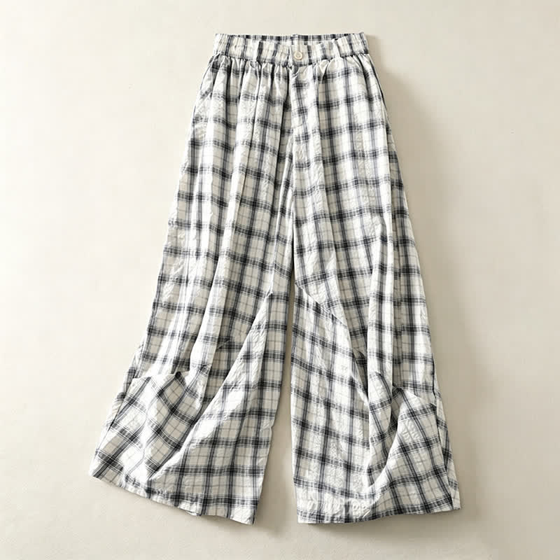 Nimara Ritual Summer Casual Plaid Long Pants Women's Tapered Pants With Pockets