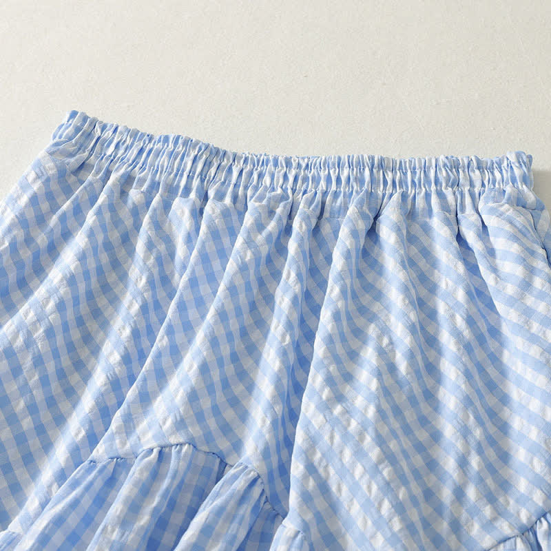 Nimara Ritual Summer Casual Boho Blue Plaid Women's Skirts