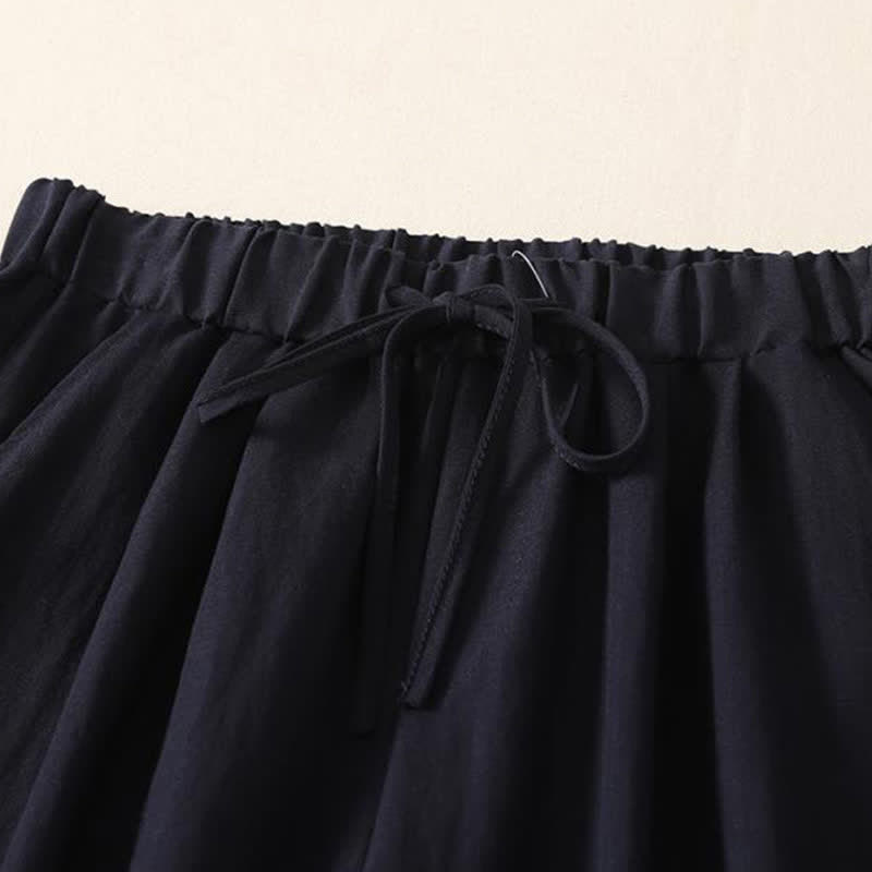 Nimara Ritual Summer Casual Drawstring Solid Cropped Pants Women's Wide Leg Pants With Pocket