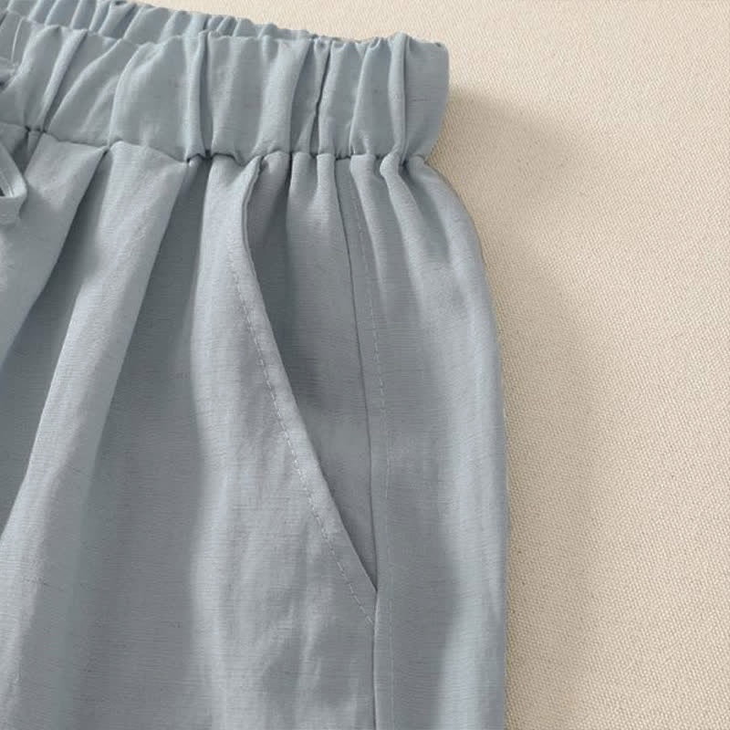 Nimara Ritual Summer Casual Drawstring Solid Cropped Pants Women's Wide Leg Pants With Pocket